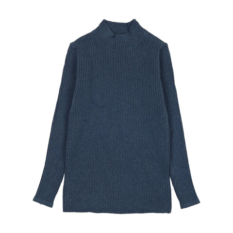 Lil Legs Analogie Vintage Blue Knit Mockneck