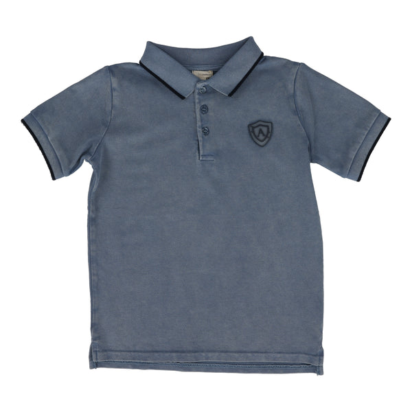 Lil Legs Denim Blue SS Logo Polo