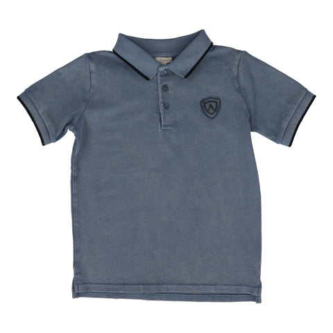 Lil Legs Denim Blue SS Logo Polo