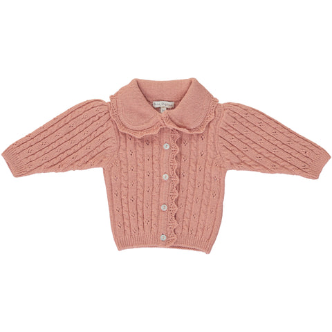 Bebe Organic Antique Rose Loulou Cardigan Footed Set