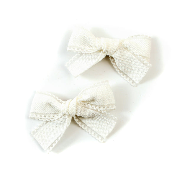 Halo Luxe White Esmae Lace Trimmed Linen Double Clip Set