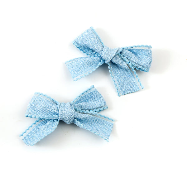 Halo Luxe Light Blue Esmae Lace Trimmed Linen Double Clip Set