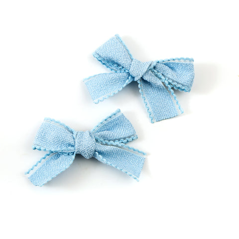 Halo Luxe Light Blue Esmae Lace Trimmed Linen Double Clip Set