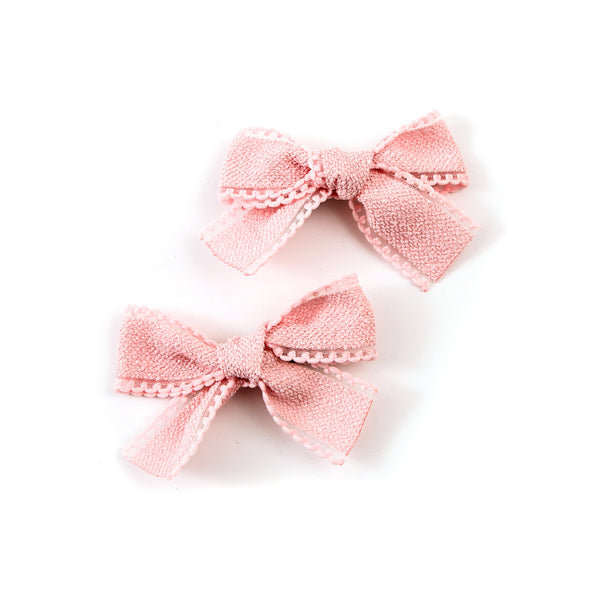 Halo Luxe Light Pink Esmae Lace Trimmed Linen Double Clip Set