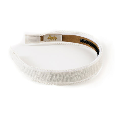 Halo Luxe White Esmae Lace Trimmed Linen Headband