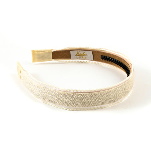 Halo Luxe Ivory Esmae Lace Trimmed Linen Headband