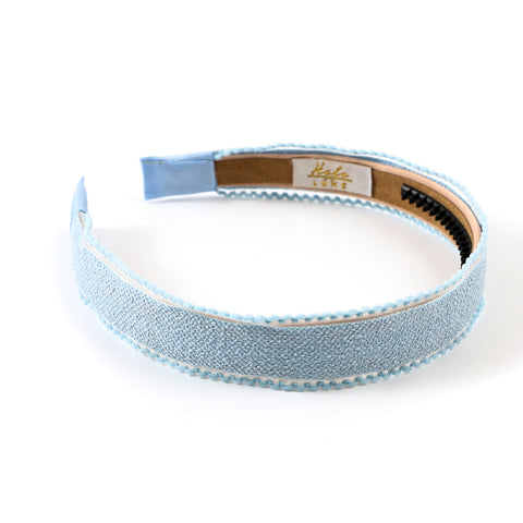 Halo Luxe Light Blue Esmae Lace Trimmed Linen Headband