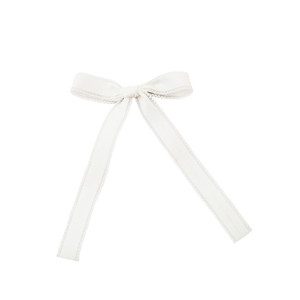 Halo Luxe White Esmae Lace Trimmed Linen Longtail Clip