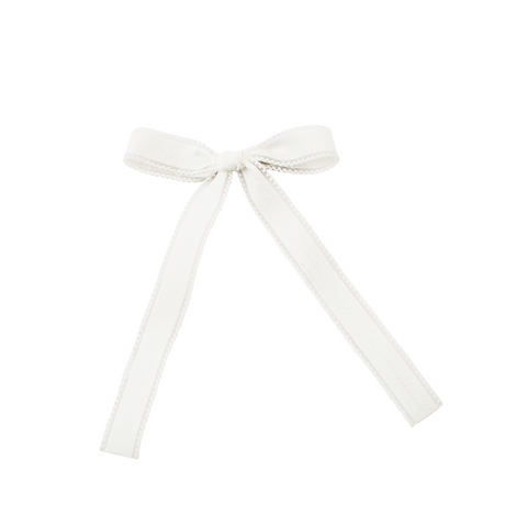 Halo Luxe White Esmae Lace Trimmed Linen Longtail Clip