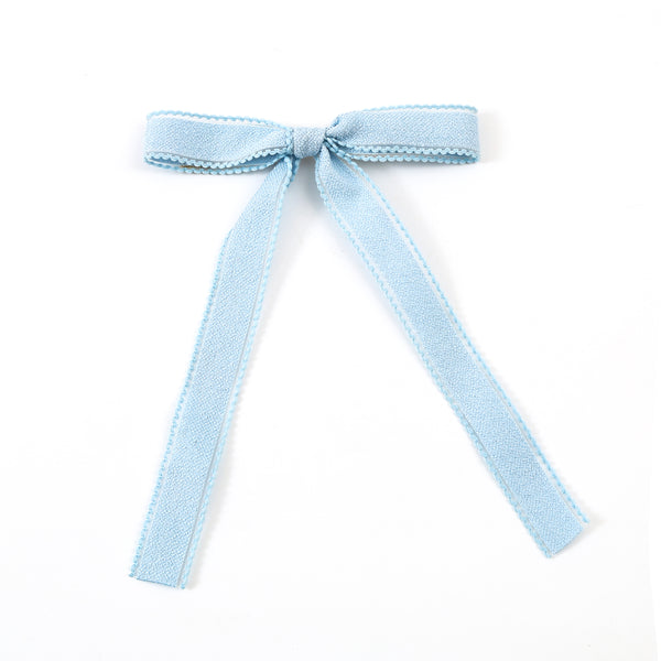 Halo Luxe Light Blue Esmae Lace Trimmed Linen Longtail Clip