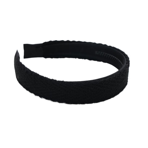 Halo Luxe Black Millie Textured Scalloped Edge Woolen Headband