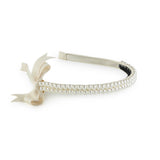 Halo Luxe Ivory Molly Double Strand Pearl Grosgrain Bow Headband