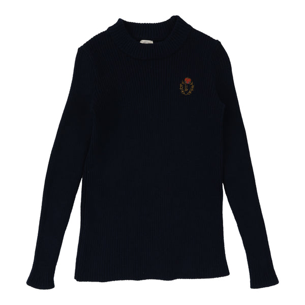 Lil Legs Analogie Navy Crest Knit Mockneck