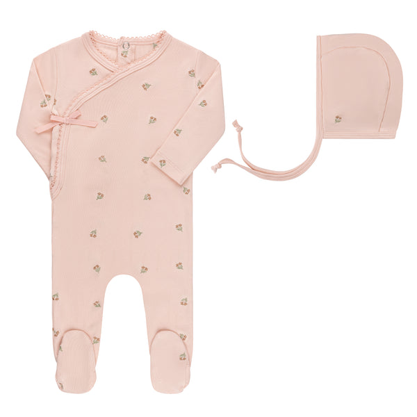 Ely's & Co Pink Tulip Footie + Bonnet