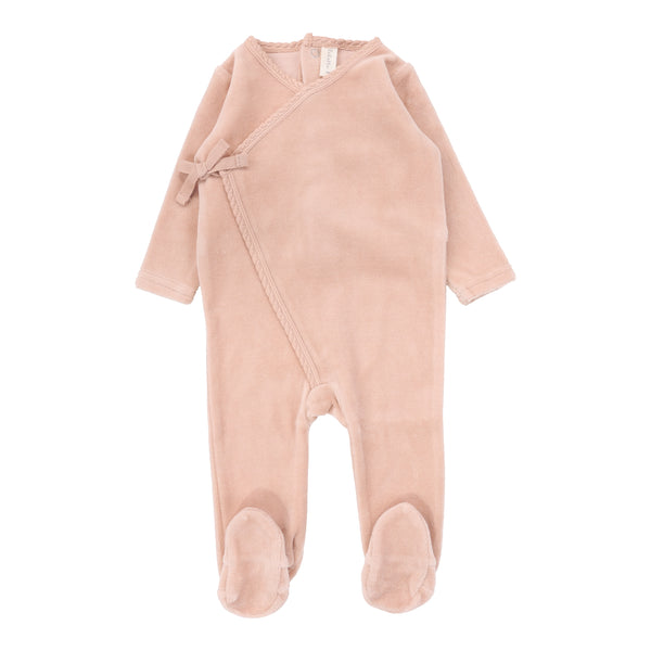 Lilette Dusty Pink Velour Wrap Footie