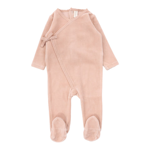 Lilette Dusty Pink Velour Wrap Footie