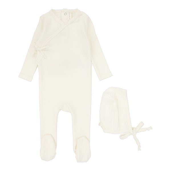 Lilette Ivory Pinpoint Wrapover Footie Set