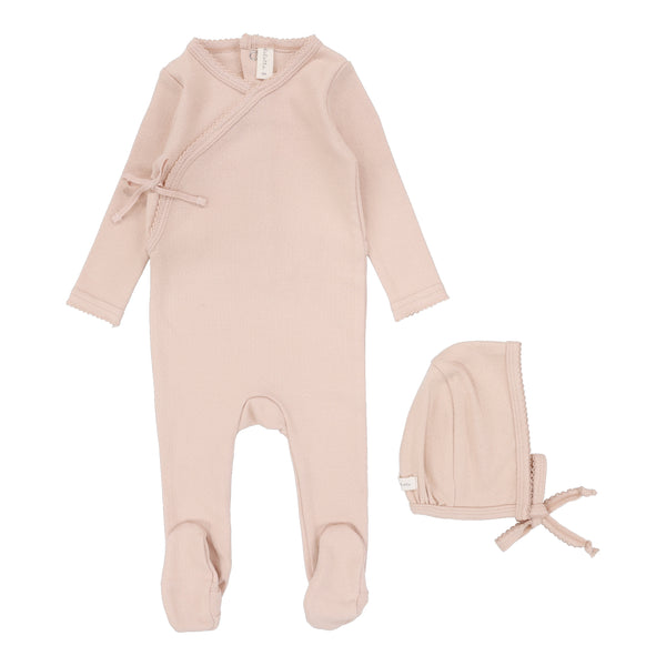 Lilette Shell Pink Pinpoint Wrapover Footie Set