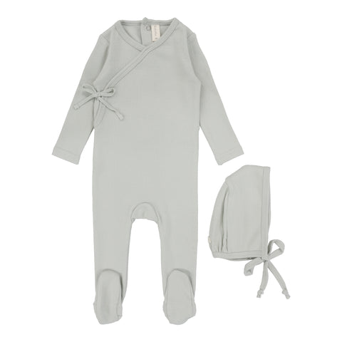 Lilette Sea Blue Pinpoint Wrapover Footie Set