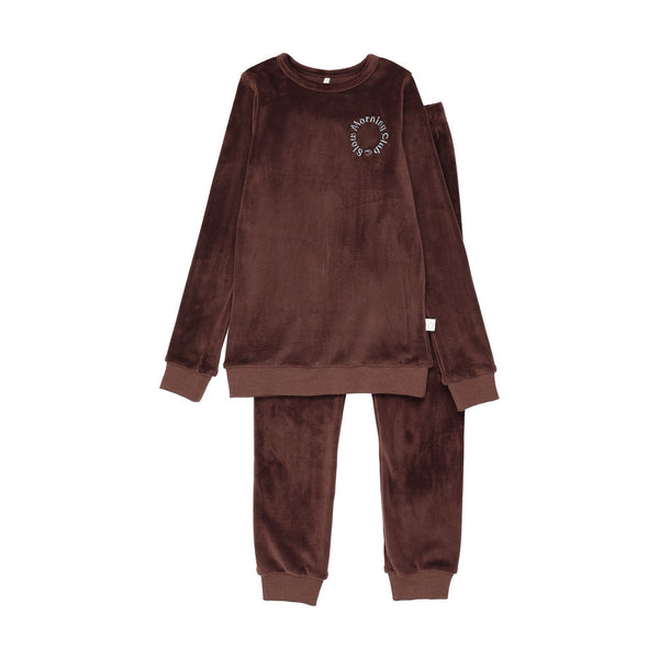 Pouf Brown/Blue Logo Velour PJS