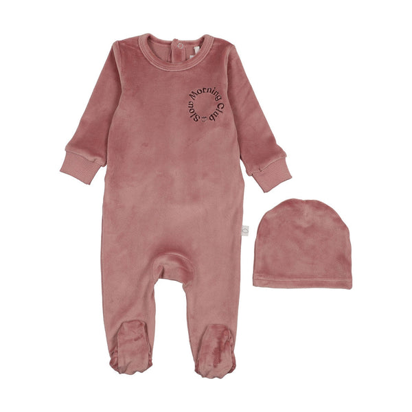 Pouf Pink/Brown Logo Velour Footie