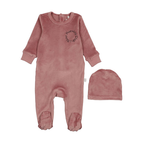 Pouf Pink/Brown Logo Velour Footie