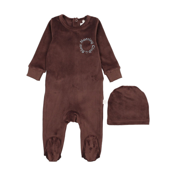 Pouf Brown/Blue Logo Velour Footie