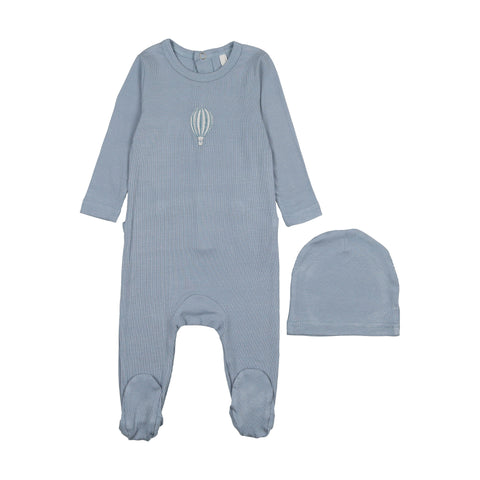 Pouf Blue Hot Air Balloon Footie + Hat