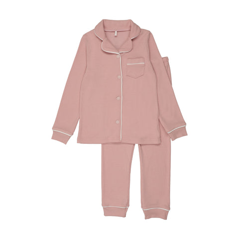 Pouf Pink Ribbed Grandpa Pjs
