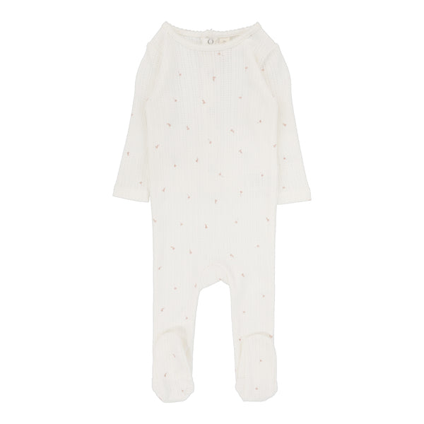 Lilette Cream/Floral Printed Pointelle Footie