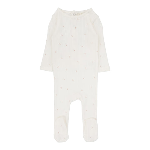 Lilette Cream/Floral Printed Pointelle Footie