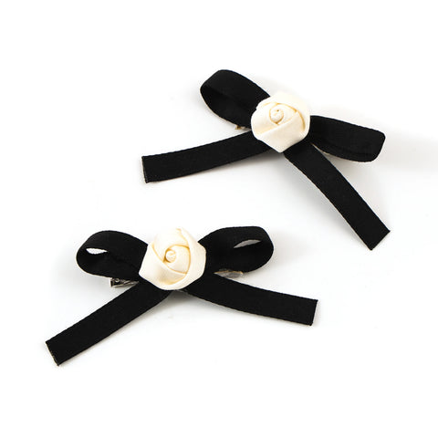 Halo Luxe Black / Ivory Darla Satin Double Clip Set