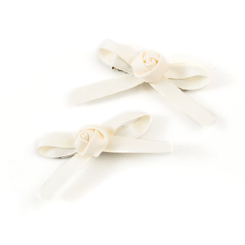 Halo Luxe Ivory Darla Satin Double Clip Set