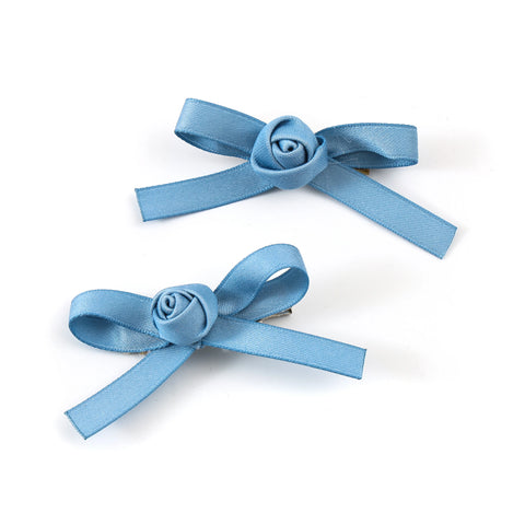 Halo Luxe Dusty Blue Darla Satin Double Clip Set