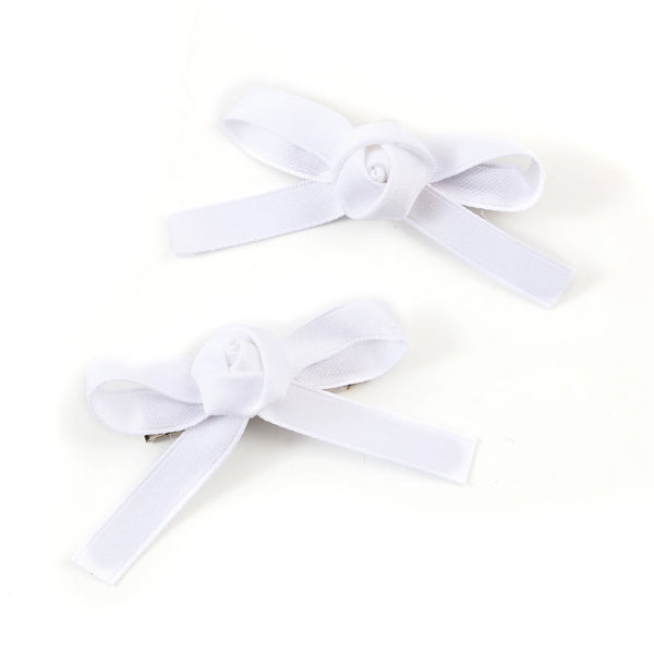 Halo Luxe White Darla Satin Double Clip Set