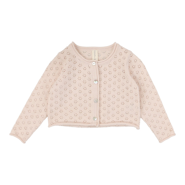 Lilette Shell Pink Pointelle Knit Cardigan