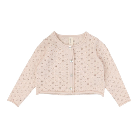 Lilette Shell Pink Pointelle Knit Cardigan