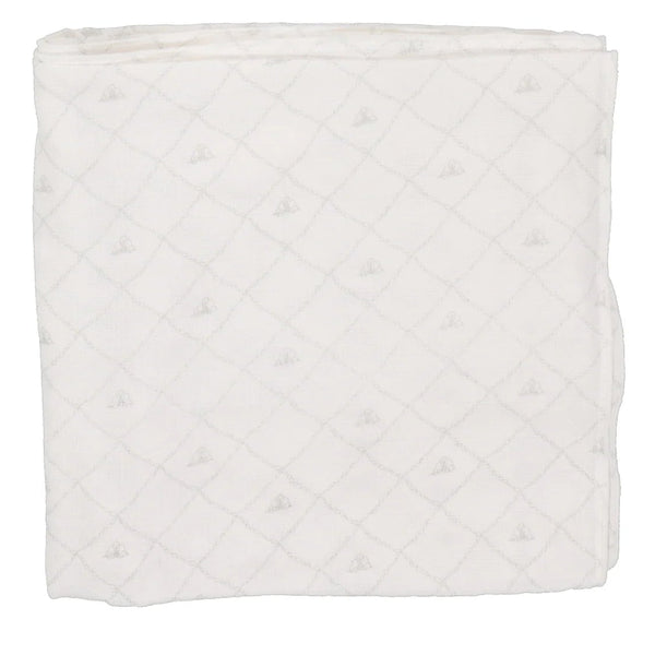 Lilette Cream/Blue Crown Pointelle Graphic Blanket PGLS-CBC
