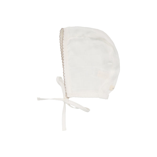 Lilette Winter White/Oat Edged Collar Bonnet