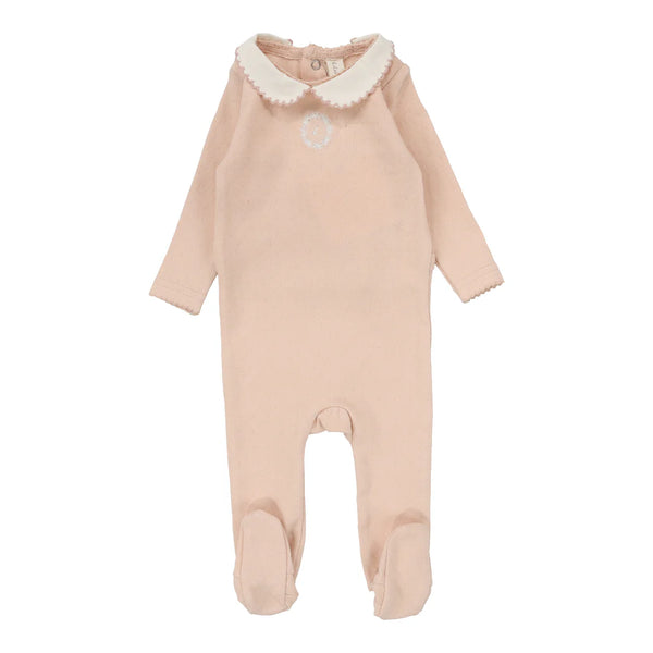Lilette Dusty Pink Emblem Embroidered Footie