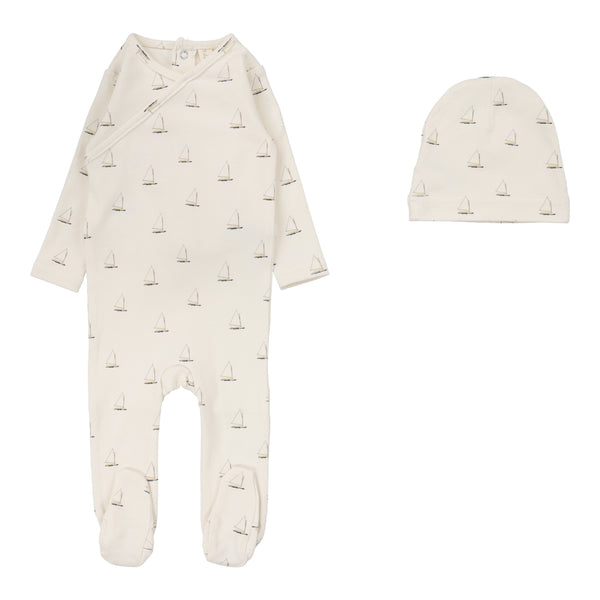 Lilette Cream/Nautical Footie Set