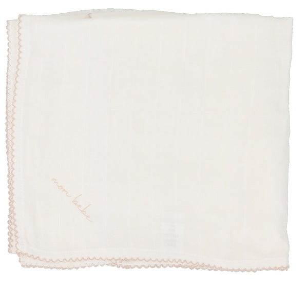 Lilette Winter White/Blush Edge Blanket