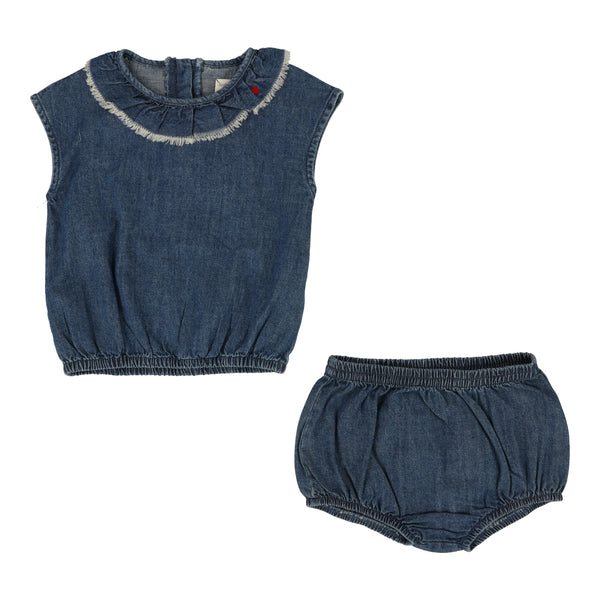 Lil Legs Girls Dark Wash Fringe Set