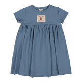Lil Legs Blue Patch Vintage Summer Three Quarter Sleeve Dress