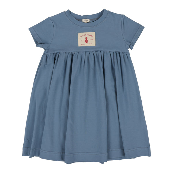 Lil Legs Blue Patch Vintage Summer Short Sleeve Dress