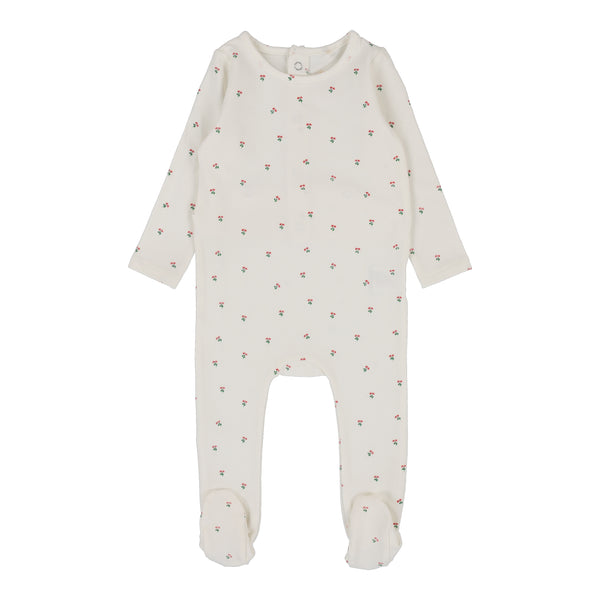 Lil Legs White Cherry Floral Footie