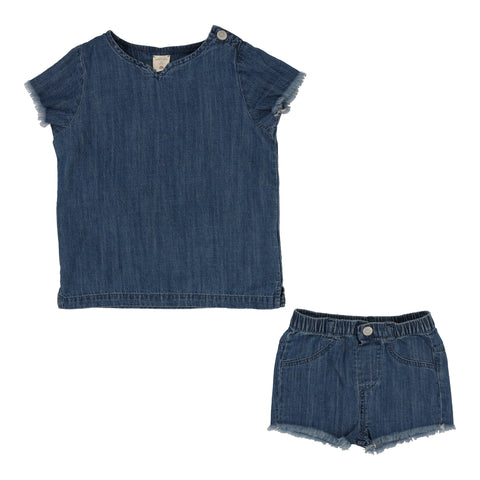 Lil Legs Boys Dark Wash Fringe Set