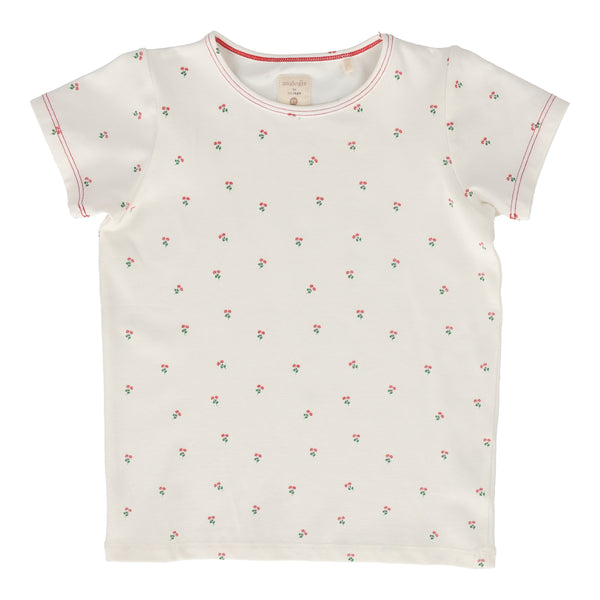 Lil Legs White Cherry Floral Short Sleeve Tee