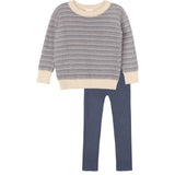 Ely's & Co Looms Distressed Blue & Ivory Knit Toddler Set