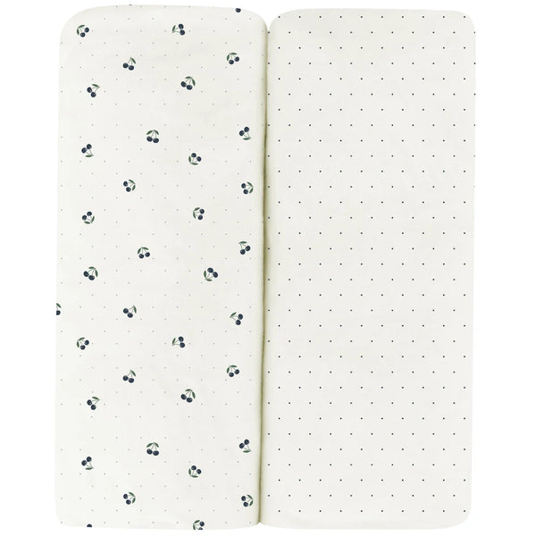 Ely's & Co Blue Cherry Crib/Toddler Bed Sheets